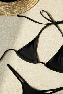 Sexy Female Swimming Suit Tie Straps Swimwear Solid Color Thong Shorts with Triangle Bra Women Beach Wear