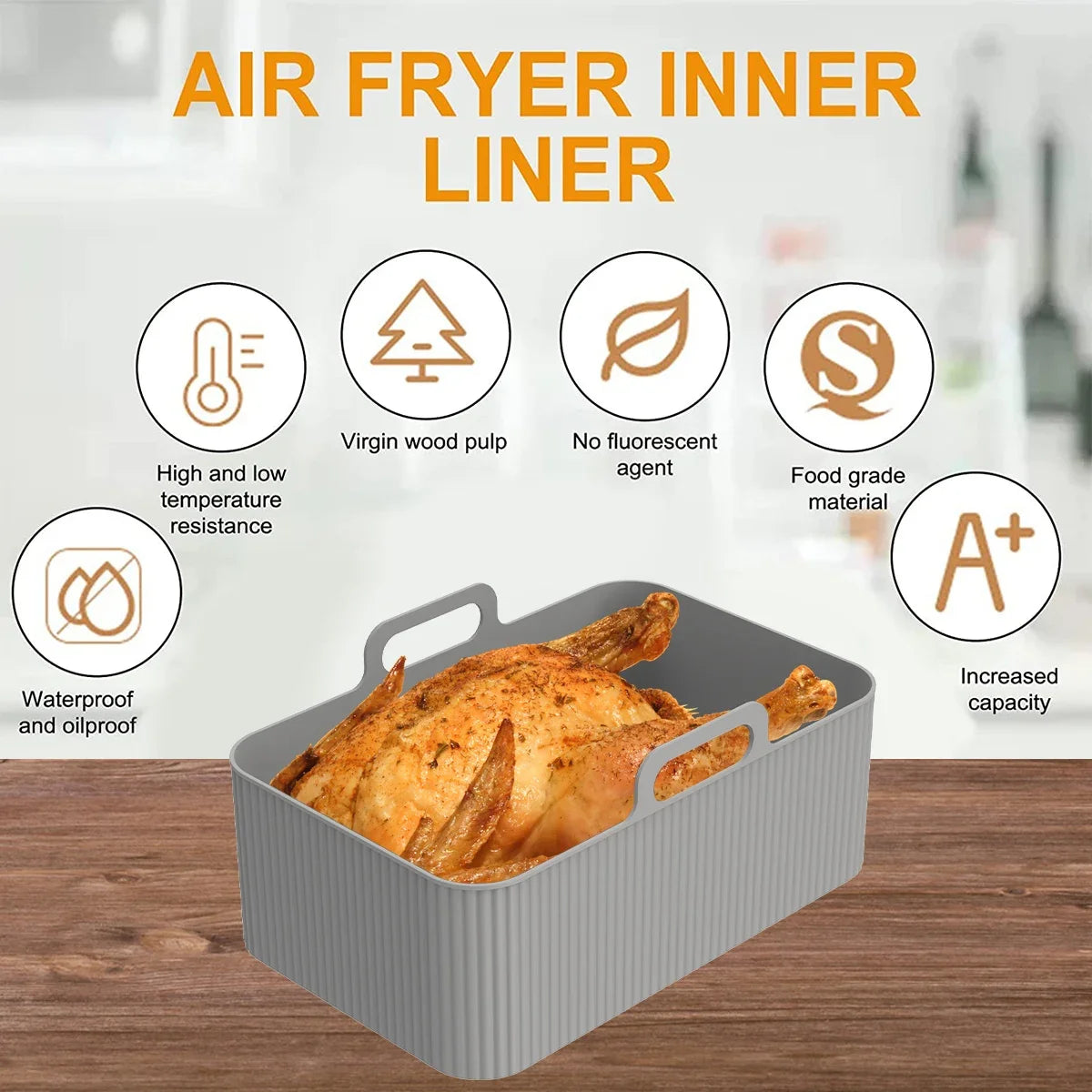 2Pcs Air Fryer Silicone Liner for Ninja Dual Air Fryer Accessories Reusable Baking Pan Basket Oven Pot Liner Kitchen Accessories