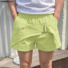 INCERUN Men's Shorts Solid Color Elastic Waist Joggers Casual Shorts For Man Streetwear Summer 2026 Fashion Leisure Men Bottoms