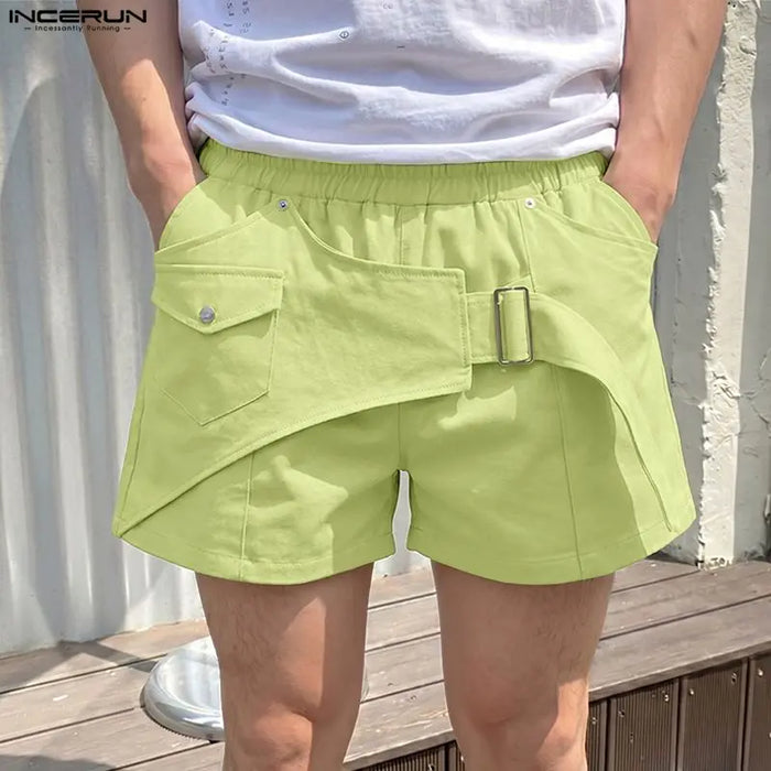 Shorts pour homme INCERUN, couleur unie, taille élastique, style jogger, shorts décontractés pour homme, streetwear, mode été 2026, bas décontractés pour homme