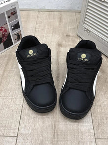 Retro Hong Kong Style Black Bread Shoes Unisex Casual Sports Sneakers Spring Autumn New Model Student Versatile Thick Bottom