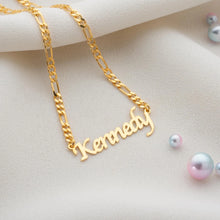 18K Gold Plated Custom Name Necklace with 3mm Figaro Chain for Women Stainless Steel Letters Pendant Choker Personalized Gifts