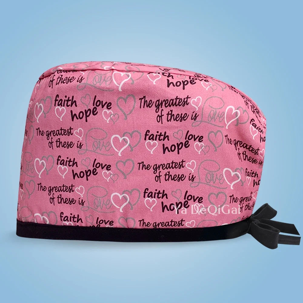 Cartoon Print Medical Scrub Hat Hospital Doctor Work Caps Health Worker Scrub Cap Pet Clinic Nurse Beautician Nursing Scrubs Hat
