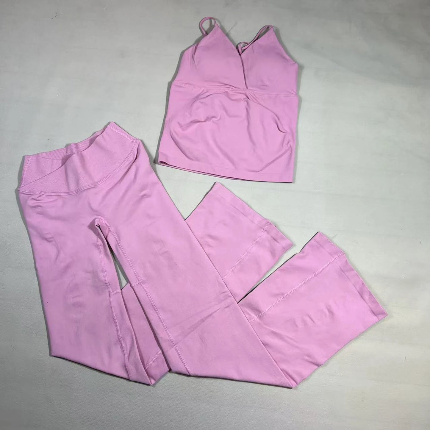 Yoga Twist V Crossover  Set High Waist Seamless Top Vision Flares Bootcut Leggings No Front Seam Flare Pants  Pilates Workout