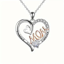 Huitan Mother's Day Necklace for Mom Luxury Trendy Craved Pendant Necklace Pink Flower Aesthetic Neck Accessories Love Jewelry