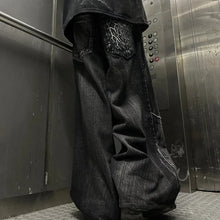 Gothic Retro Oversized Baggy Fit Unisex Mopping Pants Y2K Phantom Jeans High Street Spider Embroidered Patch Hip Hop Streetwear