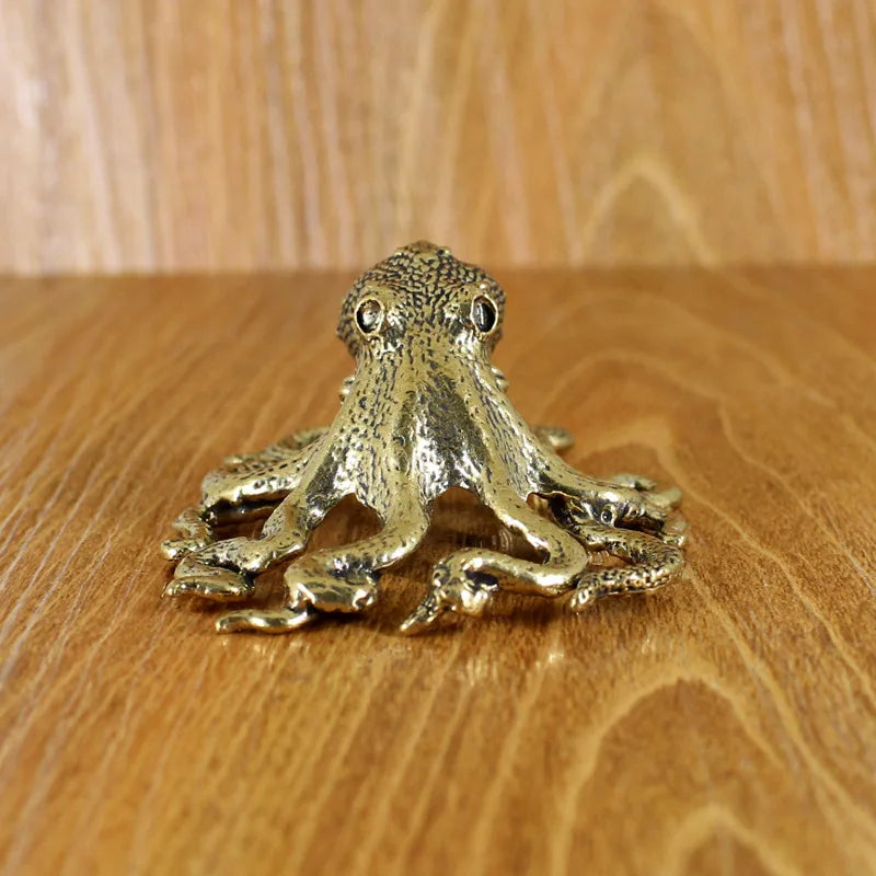 Brass Retro Octopus Cuttlefish Creative Marine Organism Office Desktop Ornament Accessories Small Tea Pet  Souvenir Gifts