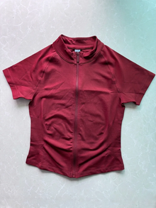 Women Short Sleeve Zippy Top Raglan Cap Sleeve Shirt