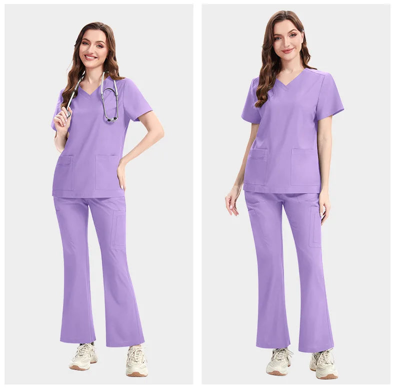 New Slim Fit Women Scrubs Sets Woman Medical Uniforms Nurses Accessories Clinic Beauty Salon Spa Pet Shop Workwear Clothing