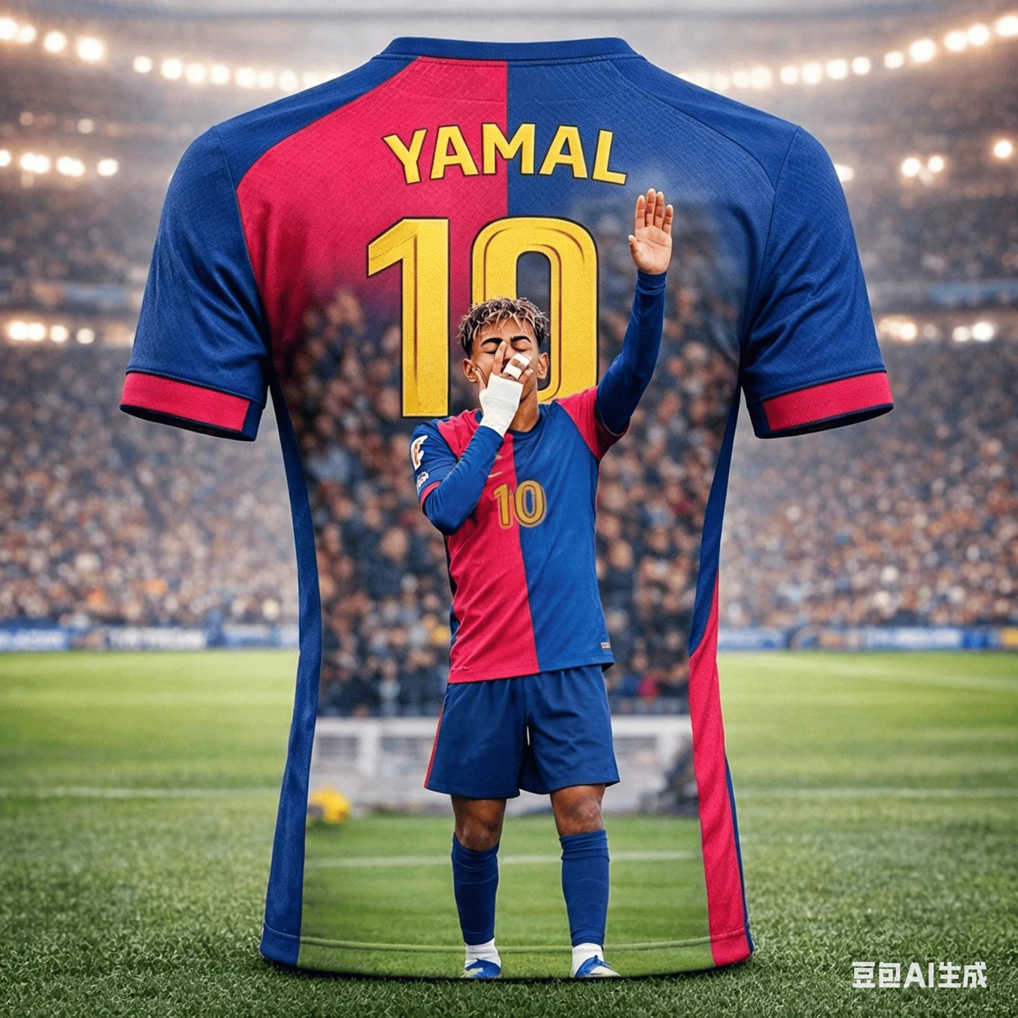 Lamine Yamal #10 Barcelona Soccer Jersey T-Shirt, Men Women Red Blue Short Sleeve Casual Football Fan Streetwear Tee