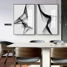 Nordic Black and White Abstract Line Art Canvas Painting Modern Wall Art Poster Living Room Picture Home Decoration Frameless