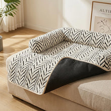Pet Sofa Bed Mat with Side Bolsters Soft Fluffy Couch Protector Mat Anti-slip Dog Cat Bed Sleeping Cushion for Small Medium Pets
