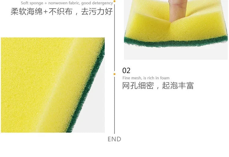 10/5/1Pc Kitchen Dishwashing Sponge Soft Absorbent Clean Rub Pot Rust Scouring Pad Removing Kits Household Cleaning Brush Sponge