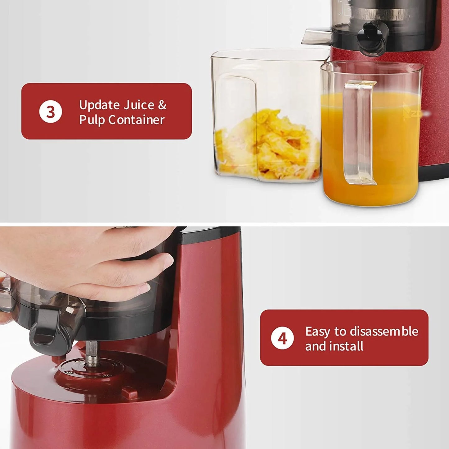 220V Cold Press Juicer Home Slag Separation Ginger Fruit Vegetable Juice Extractor Multifunctional Fruit Slow Juicer Automatic