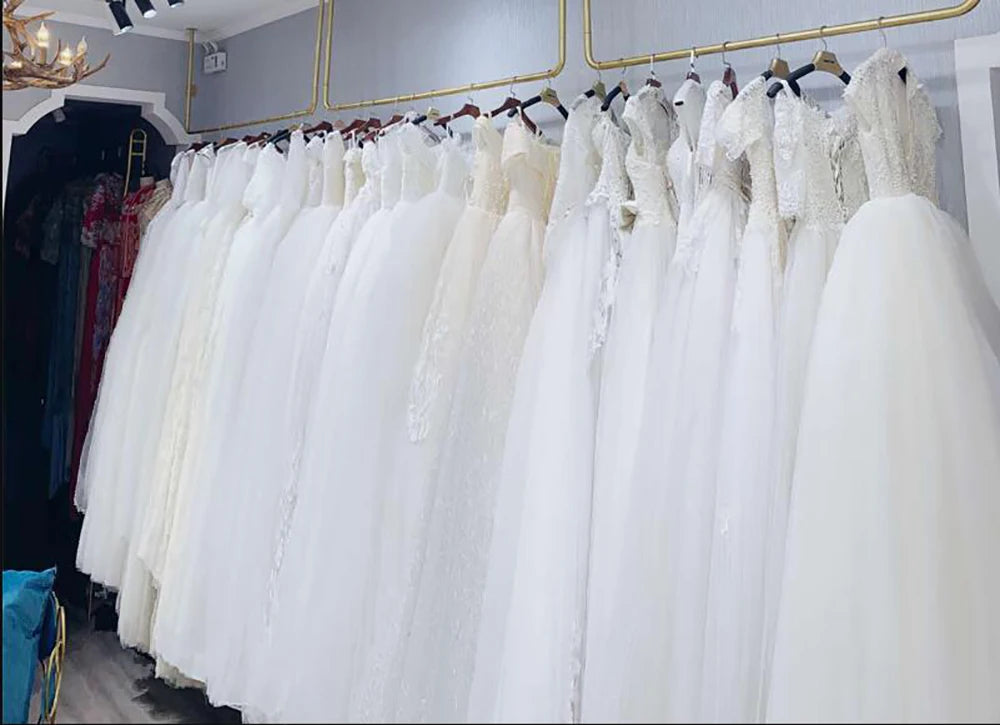 Smileven Long Sleeve Lace Wedding Dresses A Line High Neck Shiny Appliques Bridal Gowns Glitter Tulle vestidos de novia 2026