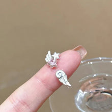 Sweet Angel Wing Star Open Ring for Women Exquisite Romantic White Finger Ring Vintage Creative Cute Versatile Jewelry Wholesale