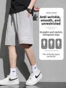 Ice Silk Quick Dry Sports Shorts Casual Beach Loose Fit Youth Active Polyester Fiber Summer Thin Straight Leg Pure Color