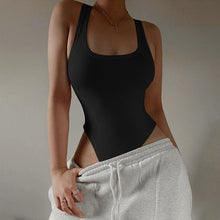 Sleeveless Knit Bodysuit U Neck Off Shoulder Tank Top Women