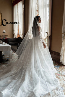 CHANDELA Trendy A-line Wedding Dress Bridal Sleeveless Tulle Lace Appliques Lacing up Brush Train Vestidos Para Mujer Customised