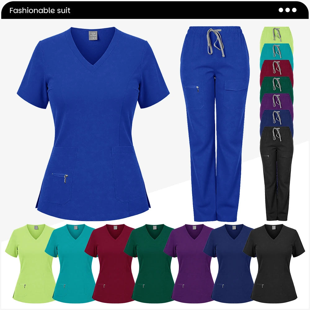 High Quality Beautician Work Suits Health Check Nursing Clothes Hospital Scrubs Women Uniform Set Spa Uniforms Nurse Accessories