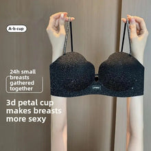 Hot Push Up Bra for Small Bust with Thin Shimmer Straps, Thick Padded Wireless Seamless Bra, Side Support Anti-Droop Lingerie