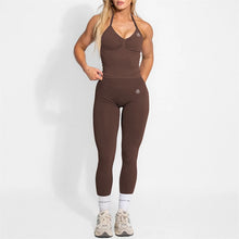 Women's Yoga Set Bum Balance Fitted Halter Tops & Shaping Pants 2pcs Yoga Sportwear Workout Gym Clothing High Waist Leggings Set