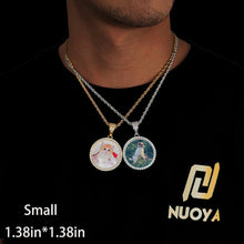 Hip Hop Jewelry Bling CZ Memorial Picture Frames Necklace Personalization Photo Custom 26/35/45/68.5MM Circle Medallions Pendant