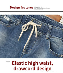 XL-6XL Plus Size jeans for Women Mom Jeans Woman Elastic High Waist Blue BaggyJeans Denim Ripped Jeans Female Harem Pants
