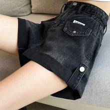 2024 Summer Women Shorts Pants Lady High Waisted Loose High Street Denim Pants Female Streetwear Black Gray Wide Leg Short Jeans