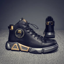 Bottes de protection hip-hop mode 2026 pour hommes, baskets montantes en cuir noir, chaussures de ville de luxe de créateur