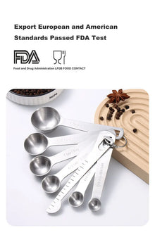 Stainless steel measuring spoon 4/6/7/8 pcs set with scale measuring ruler spoon kitchen coffee baking measuring tool set