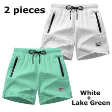 Mens Seersucker Beach Shorts With Mesh Liner Quick Dry