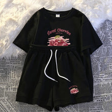 Summer New Fitness Running Casual Sports Set Women's plus Size Short Sleeve Shorts Two Piece Set round Neck Loose Fit