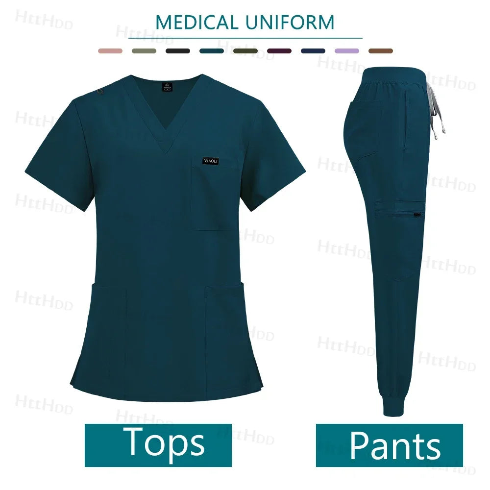 Mens Scrubs Uniform Work Gowns Woman Doctor Surgical Gown Wholesale Scrub Sets Beauty Salon Pharmacy Pet Store Uniforms Top Pant