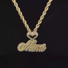 Custom Diamond Heart Outline & Cursive Personalized Name Pendant Customized 3D Name Jewelry Gift for Boyfriend Men's Necklace
