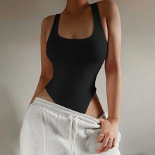 Sleeveless Knit Bodysuit U Neck Off Shoulder Tank Top Women