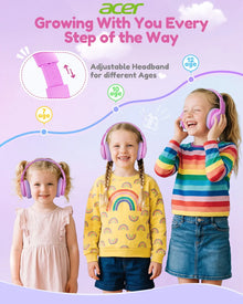 NEW Acer OHR702 Kids Bluetooth 6.0 Headphones Over Ear Headsets with Mic 85dBA Safe Volume USB C Fast Charging Toddler Headphone