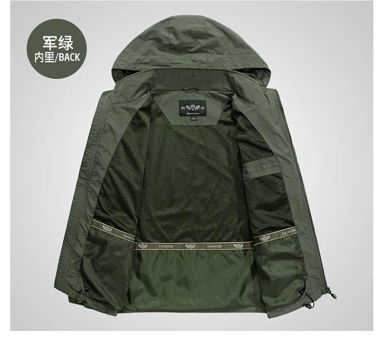 Yamaha Men's Motorcycle Jacket with Windproof and Waterproof Hood, Detachable, Large Size, Spring-Autumn Style, Tactical Jacket