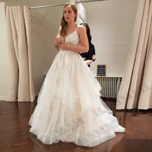 HAMMAH Elegant V Neck Wedding Dresses Mermaid Appliques Lace Spaghetti Strap Satin Court Train Robe De Mariee Customized