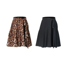 Black Leopard Wrap Latin Dance Skirt For Women Ballroom