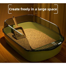 Semi Covered Cat Litter Box Plastic Anti Tracking Pet Toilet with Removable Scoop for Odor Control