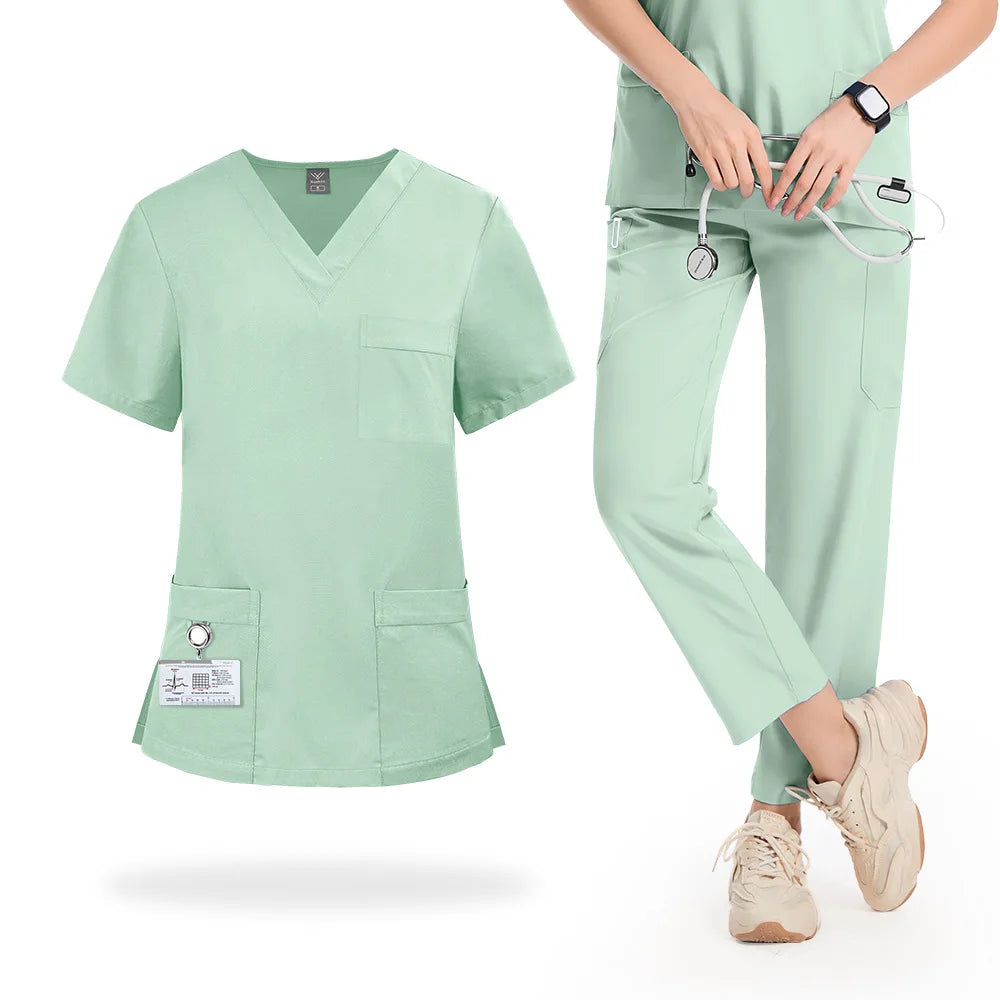 Slim Fit Medical Uniforms Women Scrubs Sets Male Doctors Hospital Nurses Accessories Dental Clinic Spa Salon Workwear Clothes