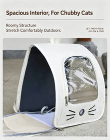 Breathable Oxford Pet Cat Carrier Backpack for Small Dogs, Portable Transparent Travel Outdoor Bag with Side Mesh Pockets, Airy