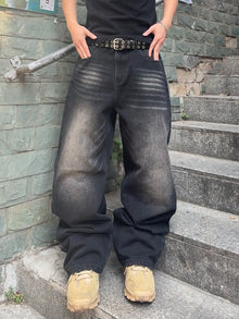 Vintage Men y2k Stretchy Baggy Denim Jeans For Men Fashion Casual pants Streetwear Denim Hip Hop Wide-Leg Straight Trousers