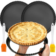 2pcs Chrysanthemum Pie Plate with Removable Bottom & Oil Brush Set, Non-stick Fluted Tart Pizza Pan Home Kitchen Baking Mold XJM