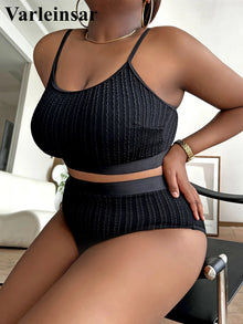 Plus Size Ribbed Bikini Set For Women 0XL To 4XL Swimsuit