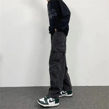 Oversize Streetwear Men's Baggy Jeans Y2K Cargo Wide Leg Pants Fashion Harajuku Hip Hop Loose Straight Korean Autumn Denim Pants