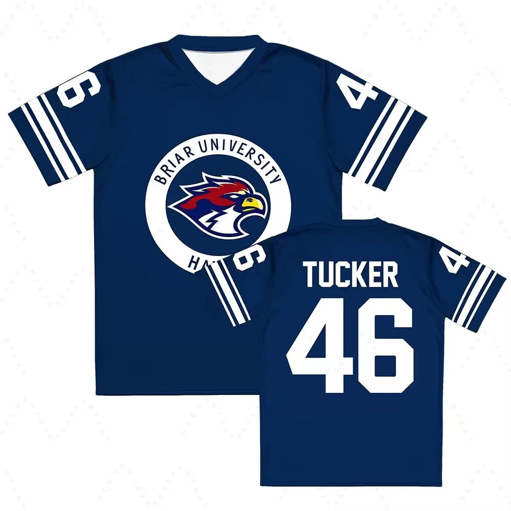 Off Campus Briar University Jersey Graham 44 22 DI LAURENTIS 66 Tucker46 T-shirt V-neck Short Sleeve Men Women Tees 3D Print Top