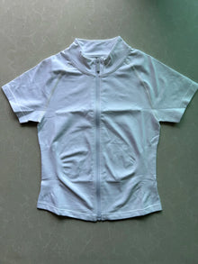 Women Short Sleeve Zippy Top Raglan Cap Sleeve Shirt