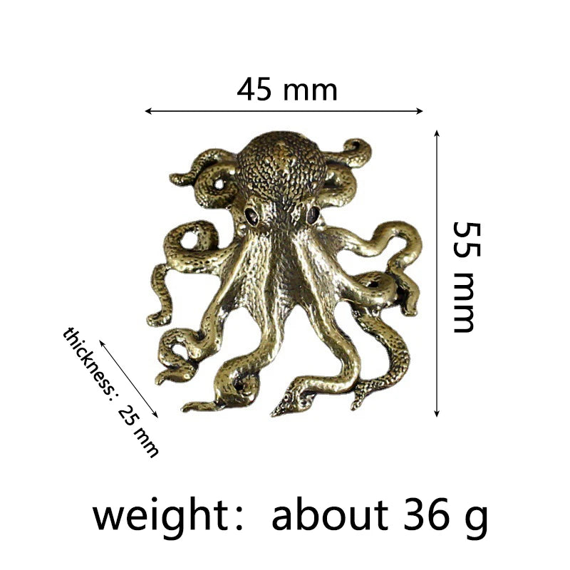 Brass Retro Octopus Cuttlefish Creative Marine Organism Office Desktop Ornament Accessories Small Tea Pet  Souvenir Gifts